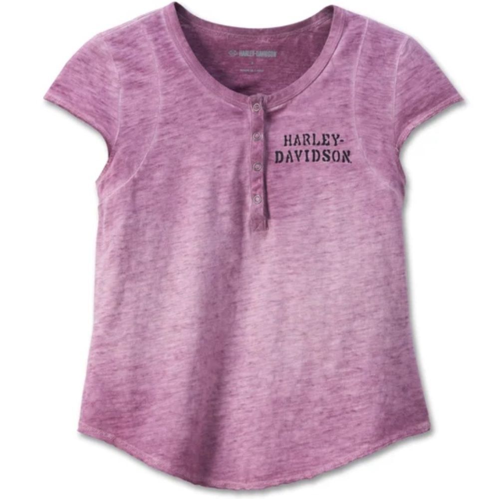 Harley-Davidson Women's Cavalry Short Sleeve Henley - Lavender Herb size small